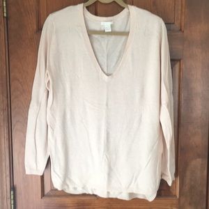 NWOT H&M basic sweater v neck tunic in blush pink